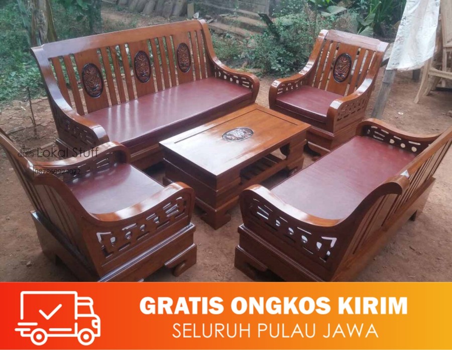 Kursi tamu 3311 bahan kayu jati perhutani export quality